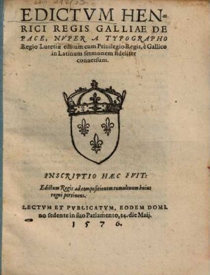Edictum Henrici regis Galliae de pace