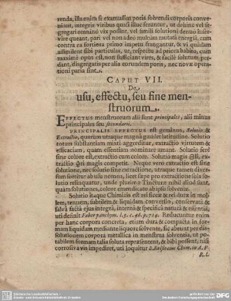 CAPUT VII. De usu, effectu, seu fine menstruorum.