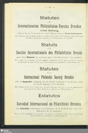 II. Vereins-Statuten
