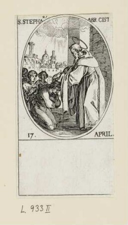 April - Heiliger Stephanus, Blatt 32 der Folge "Les images de tous les saincts et saintes de l'année"