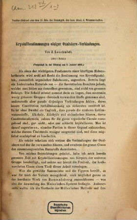 Krystallbestimmungen einiger Oxalsäure-Verbindungen : vorgelegt in der Sitzung am 5. Jänner 1865