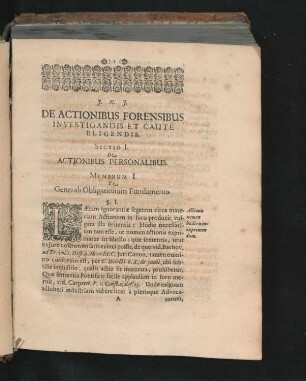 Membrum I. De Generali Obligationum Fundamento.