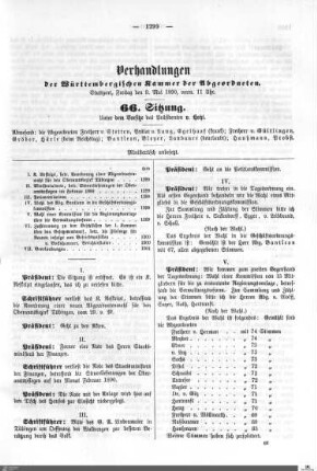 66. Sitzung, Stuttgart, 9.5.1890
