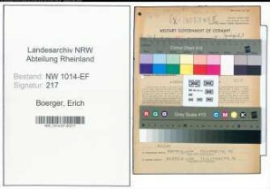 Entnazifizierung Erich Boerger , geb. 21.12.1899 (Korrespondent)