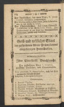 Geist- und weltlicher Staat der gefürsteten Abtey Prüm, sammt eingehörigen Herrschaften