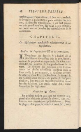 Chapitre IV. La législation considérée rélativement à la population.