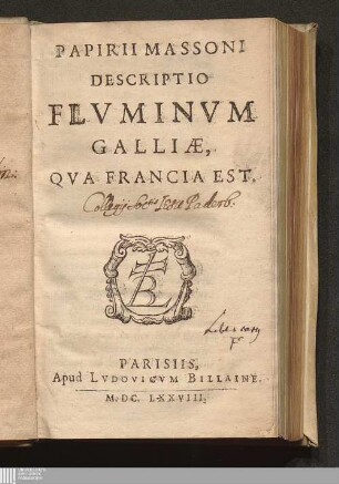 Papirii Massoni Descriptio Flvminvm Galliae, Qva Francia Est