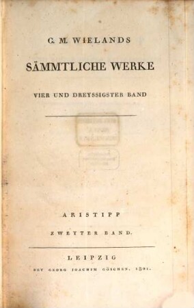 C. M. Wielands Sämmtliche Werke. 34, Aristipp : Zweyter Band