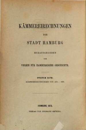 Kämmereirechnungen der Stadt Hamburg. II