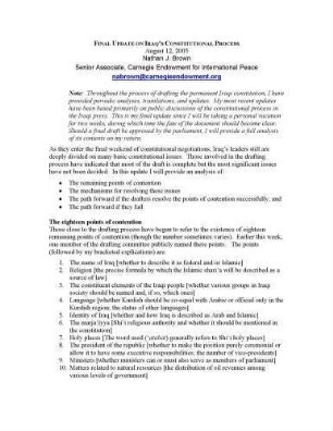 Final update on Iraq's constitutional process