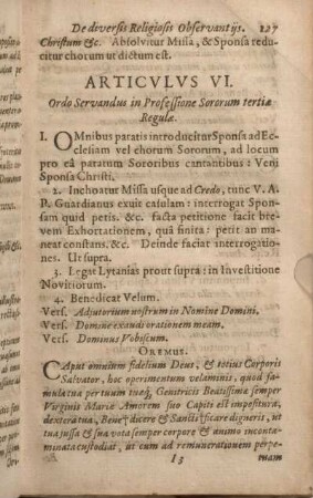 Articvlvs VI. Ordo Servandus in Professione Sororum tertiae Regulae.