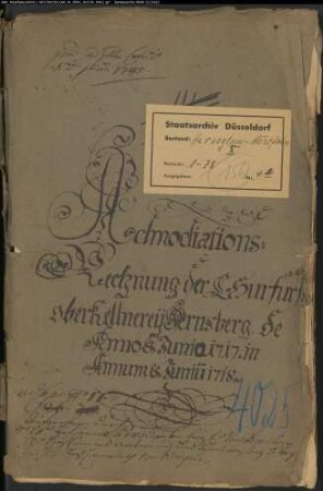Pacht-Rechnung (Admodiations-Rechnung) der Oberkellnerei Arnsberg