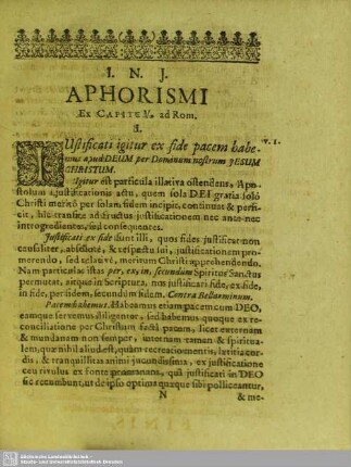 Aphorismi Ex Capite V. ad Rom.