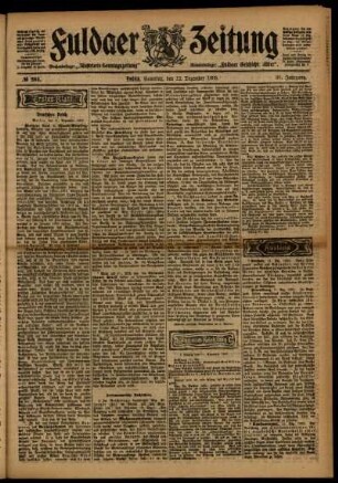 Erste Ausgabe vom Samstag, den 12. Dezember 1903.
