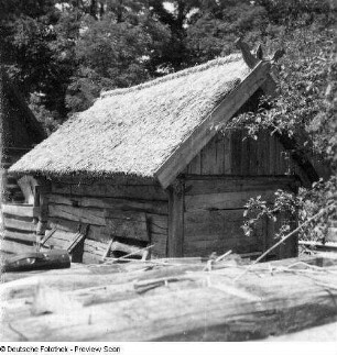 Hütte mit Reetdach