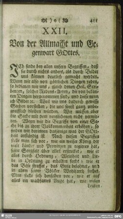 XXII. Von der Allmacht und Gegenwart Gottes