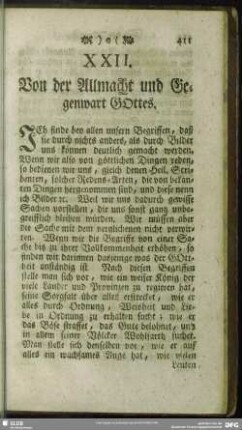 XXII. Von der Allmacht und Gegenwart Gottes
