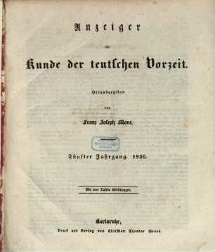 Anzeiger für Kunde der deutschen Vorzeit : Organ d. Germanischen Museums, 5. 1836