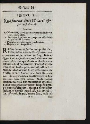 Quaest. XII. Quae fuerint dotes & vires appetitus sensitivi?
