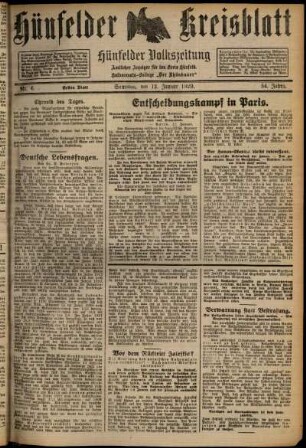 Erste Ausgabe vom Samstag, den 12. Januar 1929.