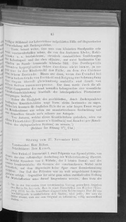 Sitzung vom 27. November 1883.