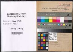 Entnazifizierung Georg Sistig , geb. 03.12.1908 (Metzger)