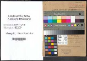 Entnazifizierung Hans Joachim Mangold , geb. 07.04.1909 (Verwaltungsangestellte)