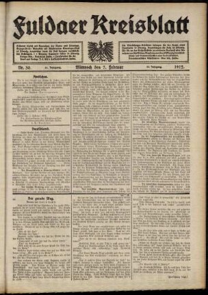 Ausgabe vom Mittwoch, den 07. Februar 1912.