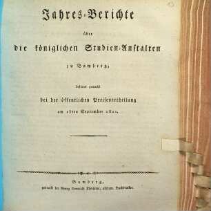 Jahres-Bericht über die Königlichen Studienanstalten zu Bamberg, 1820/21
