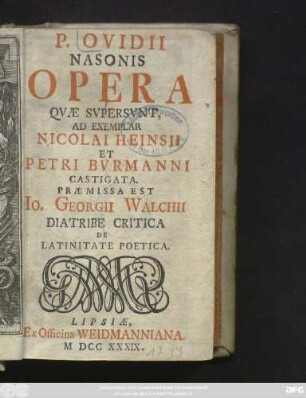 P. Ovidii Nasonis Opera Qvæ Svpersvnt