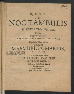 1: De Noctambulis Disputatio ...