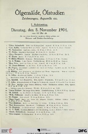 Ölgemälde, Ölstudien, Zeichnungen, Aquarelle etc. (Nr. 1-309)