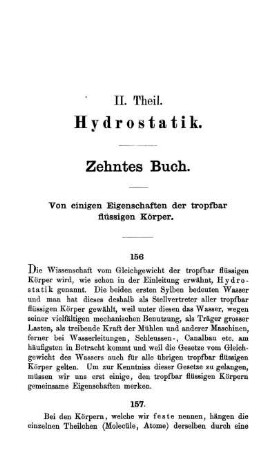 II. Theil. Hydrostatik.