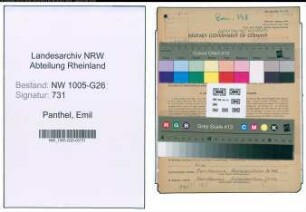 Entnazifizierung Emil Panthel , geb. 12.11.1901 (Vertreter)