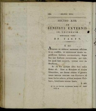 Sectio XIII. De Sensibus Externis In Universum Speciatim Vero De Tactu