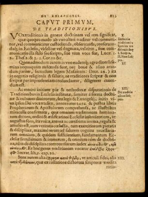 Caput Primum. De Traditionibus.