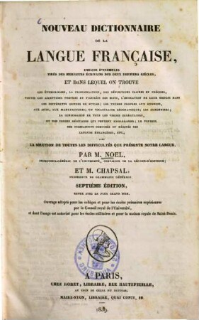 Nouveau dictionnaire de la langue française