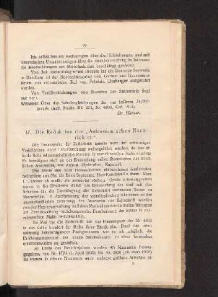47. Die Redaktion der "Astronomischen Nachrichten".