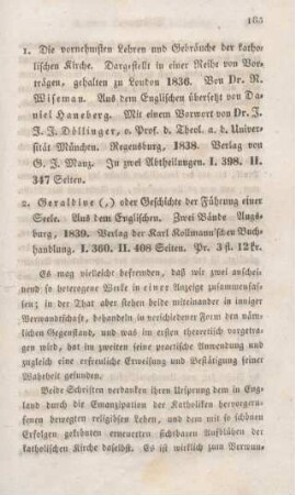 183-206 [Rezension] Wiseman, Nicholas Patrick, Die vornehmsten Lehren und Gebräuche der katholischen Kirche