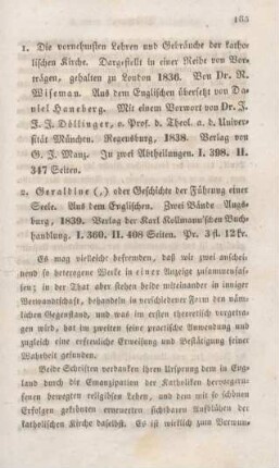 183-206 [Rezension] Wiseman, Nicholas Patrick, Die vornehmsten Lehren und Gebräuche der katholischen Kirche