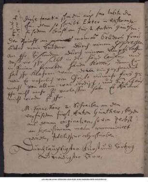 Brief von August Hermann Francke an [Anton Günther von Anhalt-Zerbst]