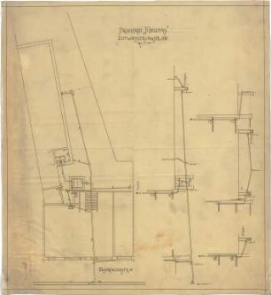 Billing, Hermann; Karlsruhe (Baden-Württemberg), Erbprinzenstr. 6; Druckerei Fidelitas, Umbau - Entwässerungsplan (Grundriss; Schnitt)