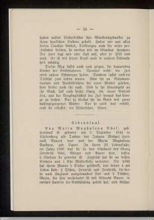 Lebenslauf Eva Maria Magdalena Abel