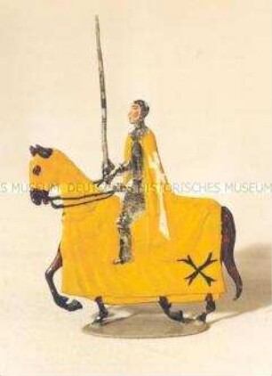 Zinnfiguren Festumzug "Tag der Deutschen Kunst": Reiter mit gelben Schabracken und Templerkreuz