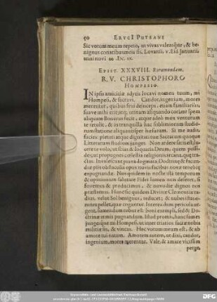 Epist. XXXVIII. Ruraemondam. R. V. Christophoro Hompesio.