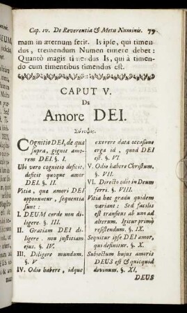 Caput V. De Amore Dei
