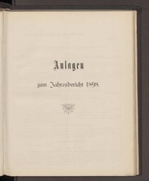Anlagen zum Jahresbericht 1898.