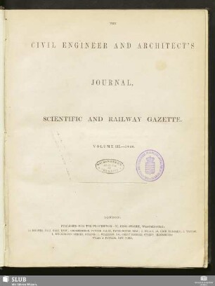 3.1840,Jan.: The Civil engineer & [and] architect's journal