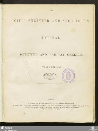 3.1840,Jan.: The Civil engineer & [and] architect's journal