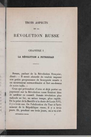 I. La Révolution à Petrograd